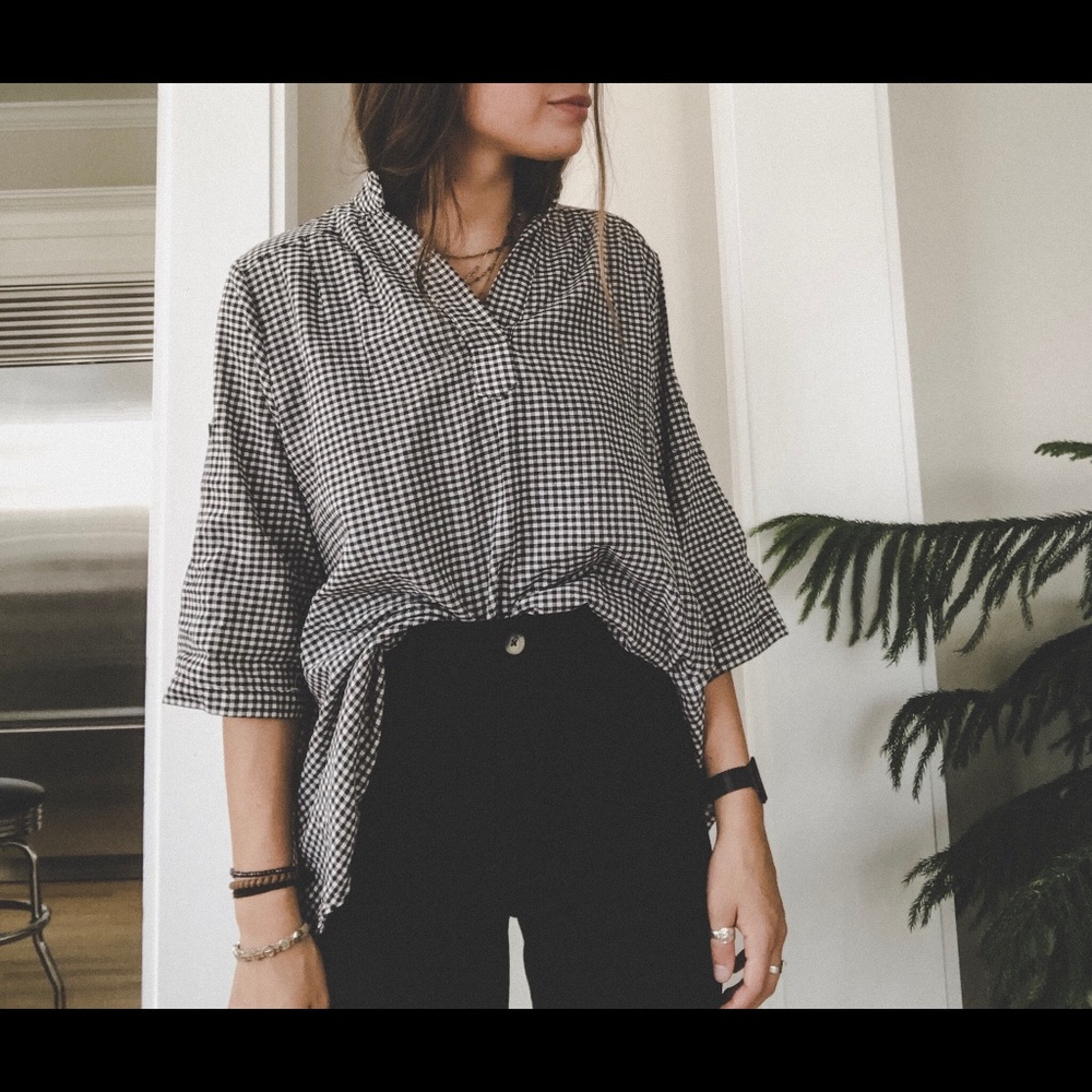 gingham oversized vintage top